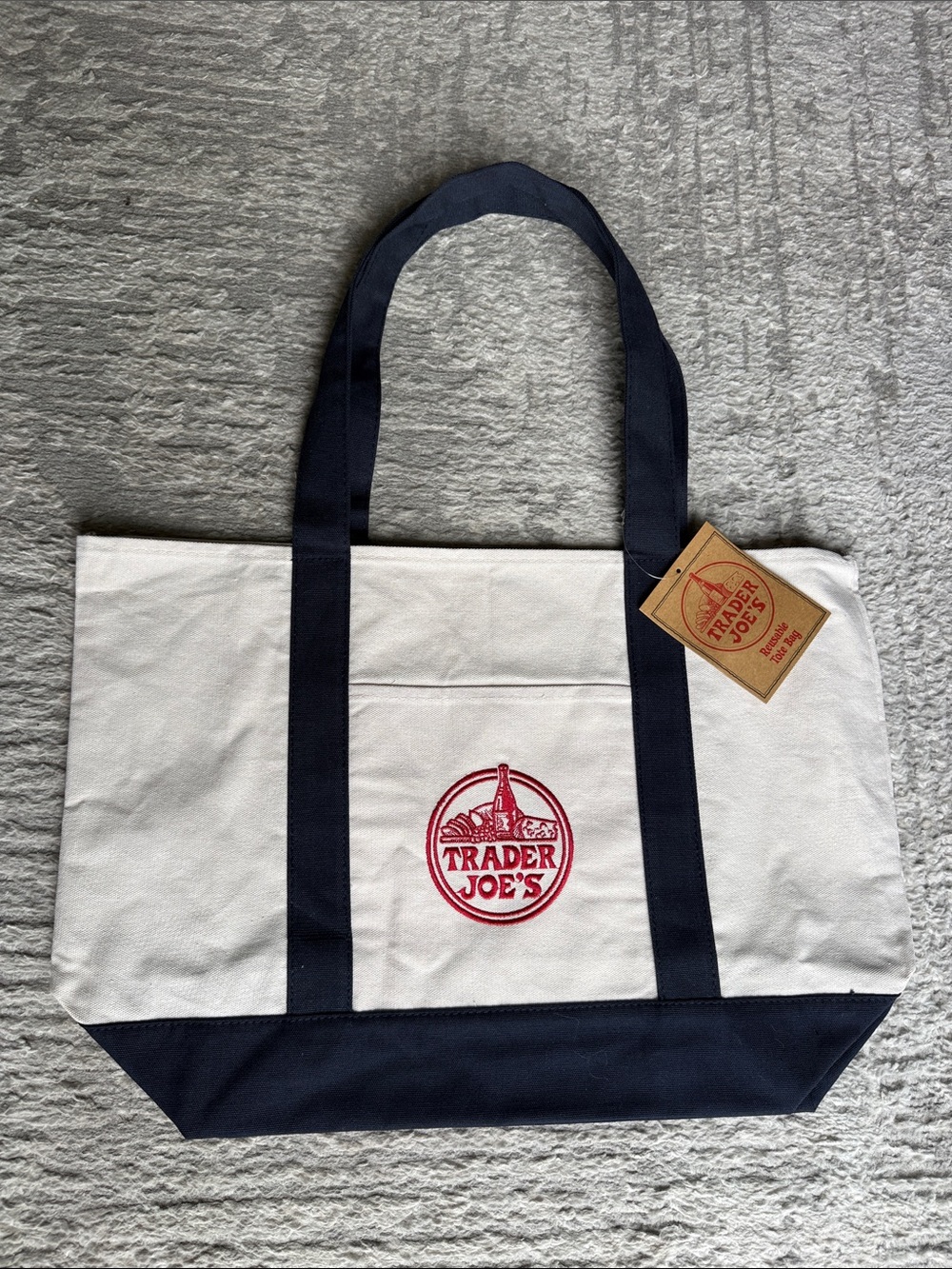 NWT Trade Joe’s Large Canvas Reusable Tote Bag, Navy